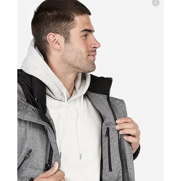 NEW NWT $198 Hooded Water-resistant Tech Parka Gray Full Zip Coat SZ XXL MENS - Picture 2 of 4